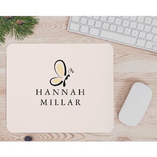 Moderne logo met eigen naam in blush roze minimali muismat
