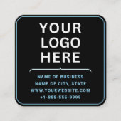 Moderne Logo met QR-code | Custom Blue Black Vierkante Visitekaartje (Voorkant)