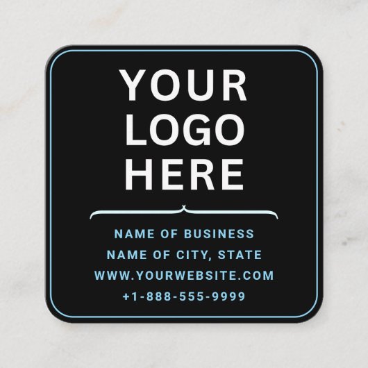 Moderne Logo met QR-code | Custom Blue Black Vierkante Visitekaartje (Voorkant)