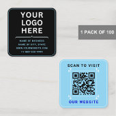 Moderne Logo met QR-code | Custom Blue Black Vierkante Visitekaartje