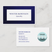 Moderne logo minimalist midnight blauw wit visitekaartje (Voorkant / Achterkant)