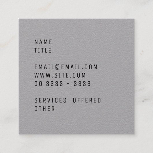 Moderne Logo-minimalist Vierkante Visitekaartje (Achterkant)