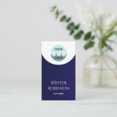Moderne logo minimalistisch middernacht blauw wit visitekaartje (Staand voorkant)