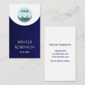 Moderne logo minimalistisch middernacht blauw wit visitekaartje (Voorkant / Achterkant)