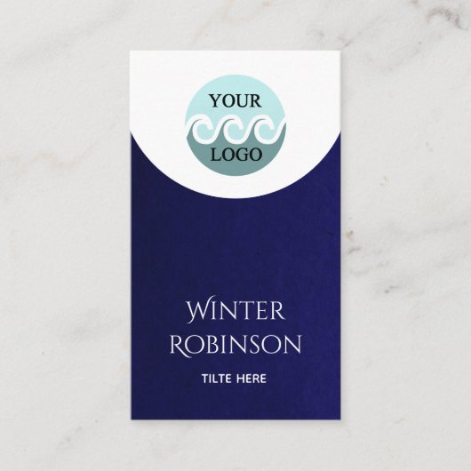 Moderne logo minimalistisch middernacht blauw wit visitekaartje (Voorkant)