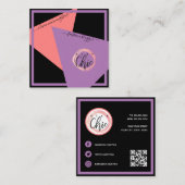 Moderne Logo Mode geometrisch UW KLEUREN Vierkante Visitekaartje (Voorkant / Achterkant)
