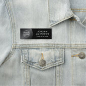 Moderne logo, naam en titel donkergrijdiënt zwart naamplaatje (In situ)