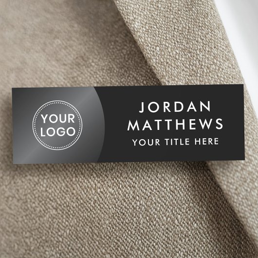 Moderne logo, naam en titel donkergrijdiënt zwart naamplaatje