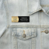 Moderne logo, naam en titel gouden gradiënt zwart naamplaatje (In situ)