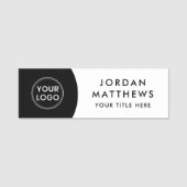 Moderne logo, naam en titel zwarte en witte naam naamplaatje (Voorkant)