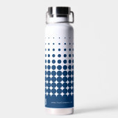 Moderne Logo Naam QR-code WWW Blauw Wit Halftone Waterfles (Achterkant)