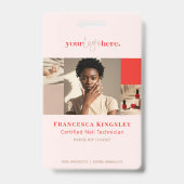 Moderne Logo Nagel Schoonheidssalon Foto Raster Co Badge (Voorzijde)