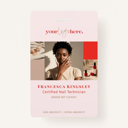 Moderne Logo Nail Beauty Salon Fotogrid Collage Badge (Voorkant)