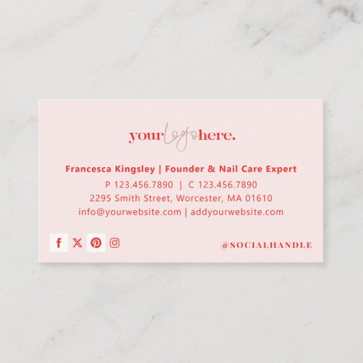 Moderne Logo Nail Beauty Salon Fotogrid Collage Visitekaartje (Achterkant)