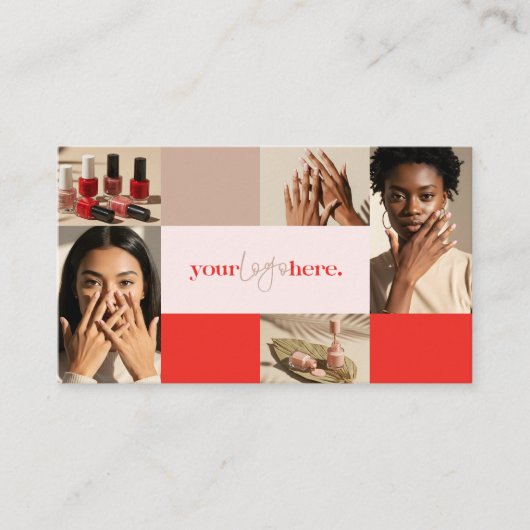 Moderne Logo Nail Beauty Salon Fotogrid Collage Visitekaartje (Voorkant)