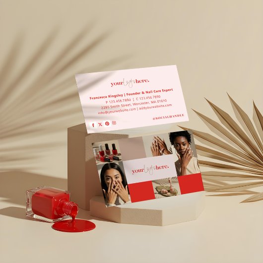 Moderne Logo Nail Beauty Salon Fotogrid Collage Visitekaartje