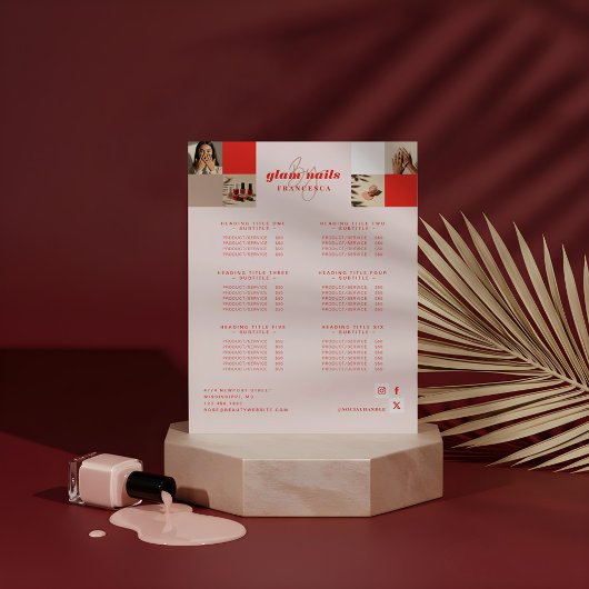 Moderne Logo Nail Beauty Salon Servicelijst Reclamebord Met Voetstuk