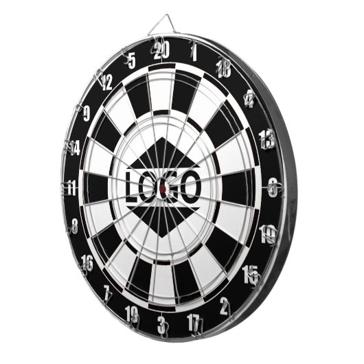 Moderne Logo op Zwart & Wit Dartbord (Voorkant Rechts)