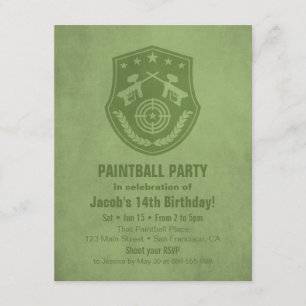 Moderne Logo Paintball Verjaardagsfeest Uitnodigin Kaart