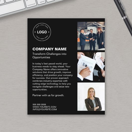 Moderne Logo Photo Black Professionele Bedrijf Flyer
