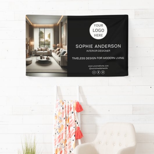 Moderne Logo Photo Black Professionele Bedrijf Spandoek (Insitu)