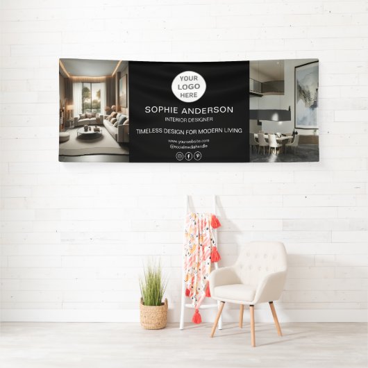 Moderne Logo Photo Black Professionele Bedrijf Spandoek (Insitu)