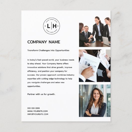 Moderne Logo Photo Professional White Business Flyer (Voorkant)