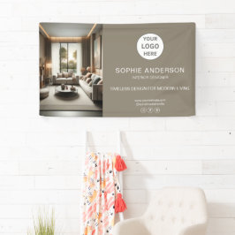 Moderne Logo Photo Taupe Professioneel Bedrijf Spandoek