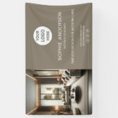 Moderne Logo Photo Taupe Professioneel Bedrijf Spandoek (Verticaal)