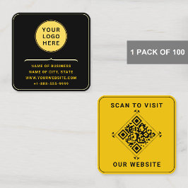 Moderne Logo & QR Code | Aangepast Goud Zwart Afge Vierkante Visitekaartje