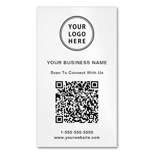 Moderne Logo QR-code Magnetisch Visitekaartje (Voorkant Verticaal)