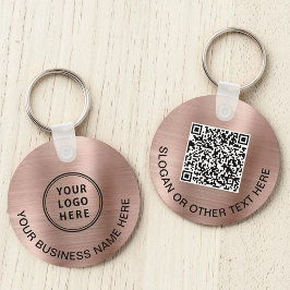 Moderne Logo QR-code Promotie Roos Gold Sleutelhanger