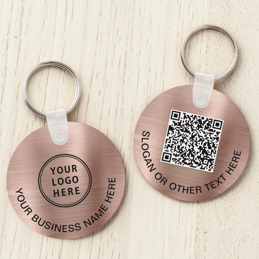 Moderne Logo QR-code Promotie Roos Gold Sleutelhanger
