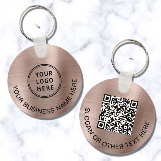Moderne Logo QR-code Promotie Roos Gold Sleutelhanger
