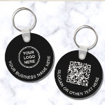 Moderne Logo QR-code - Promotioneel zwart Sleutelhanger<br><div class="desc">Moderne promotionele sleutelhanger voor uw bedrijf of organisatie. Voeg uw logo en QR code en een lijn van aangepaste teksten aan elke kant,  zoals uw bedrijfsnaam,  slogan,  dank u,  enz.,  in eenvoudige witte typografie toe.</div>