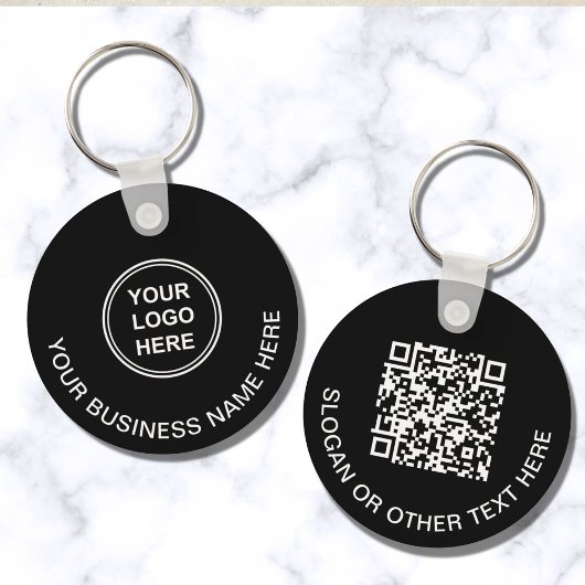 Moderne Logo QR-code - Promotioneel zwart Sleutelhanger