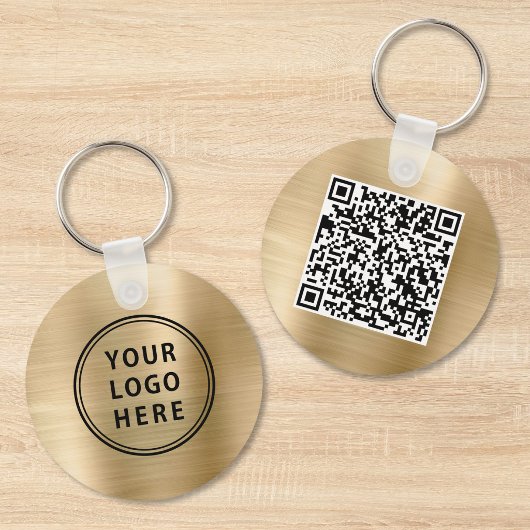 Moderne Logo QR Code Promotionele Gouden Sleutelha Sleutelhanger