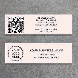 Moderne Logo QR Code Roze Mini Visitekaartje