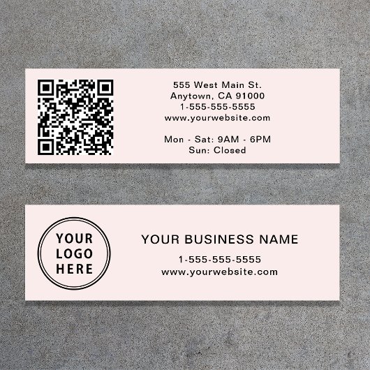 Moderne Logo QR Code Roze Mini Visitekaartje
