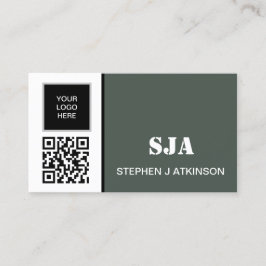 Moderne Logo QR Code Sage Green Professional Visitekaartje