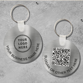 Moderne Logo QR-code voor speciale acties - Zilver Sleutelhanger