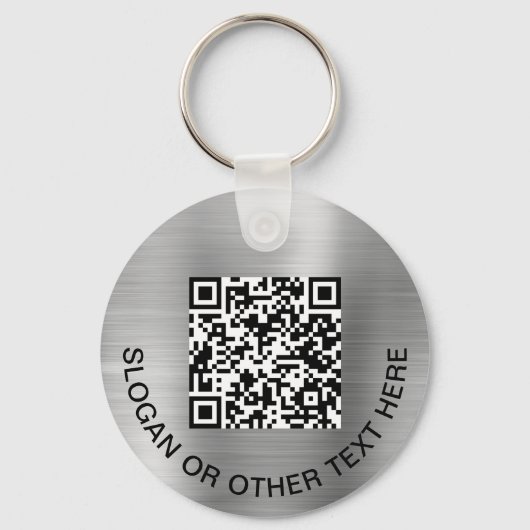 Moderne Logo QR-code voor speciale acties - Zilver Sleutelhanger (Achterkant)