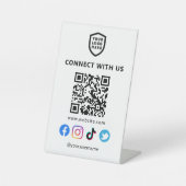 Moderne Logo | QR-code voor witte sociale media Reclamebord Met Voetstuk (Voorkant)
