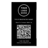 Moderne Logo QR Code Zwart Magnetisch Visitekaartje (Voorkant Verticaal)