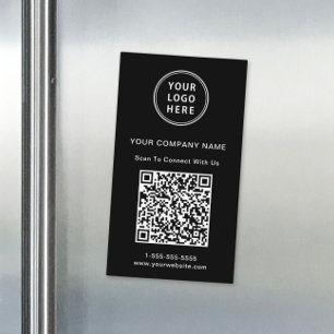 Moderne Logo QR Code Zwart Magnetisch Visitekaartje