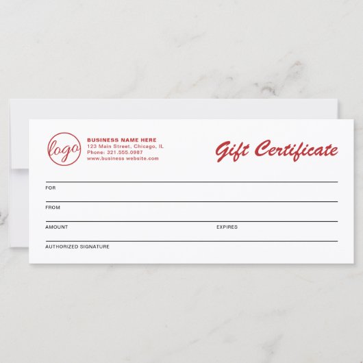 Moderne Logo Red Business Cadeaubon (Voorkant)