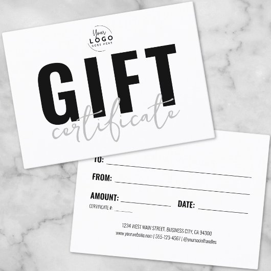 Moderne Logo Script Zakelijk Cadeaubon Visitekaartje