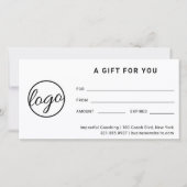 Moderne Logo Simple Business Cadeaubon (Voorkant)