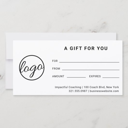 Moderne Logo Simple Business Cadeaubon (Voorkant)