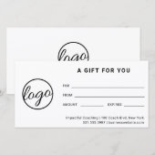 Moderne Logo Simple Business Cadeaubon (Voorkant / Achterkant)
